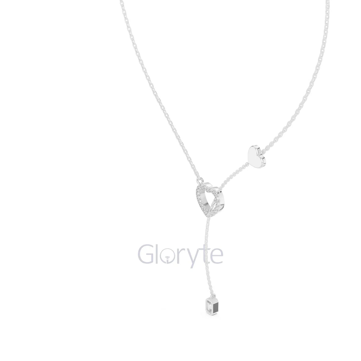 Diamond Heart Drop Pendant Necklace with Accent Chain – Includes Chain