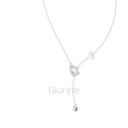 Diamond Heart Drop Pendant Necklace with Accent Chain – Includes Chain