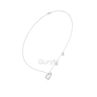 Diamond Heart Pendant Necklace with Dangling Accents