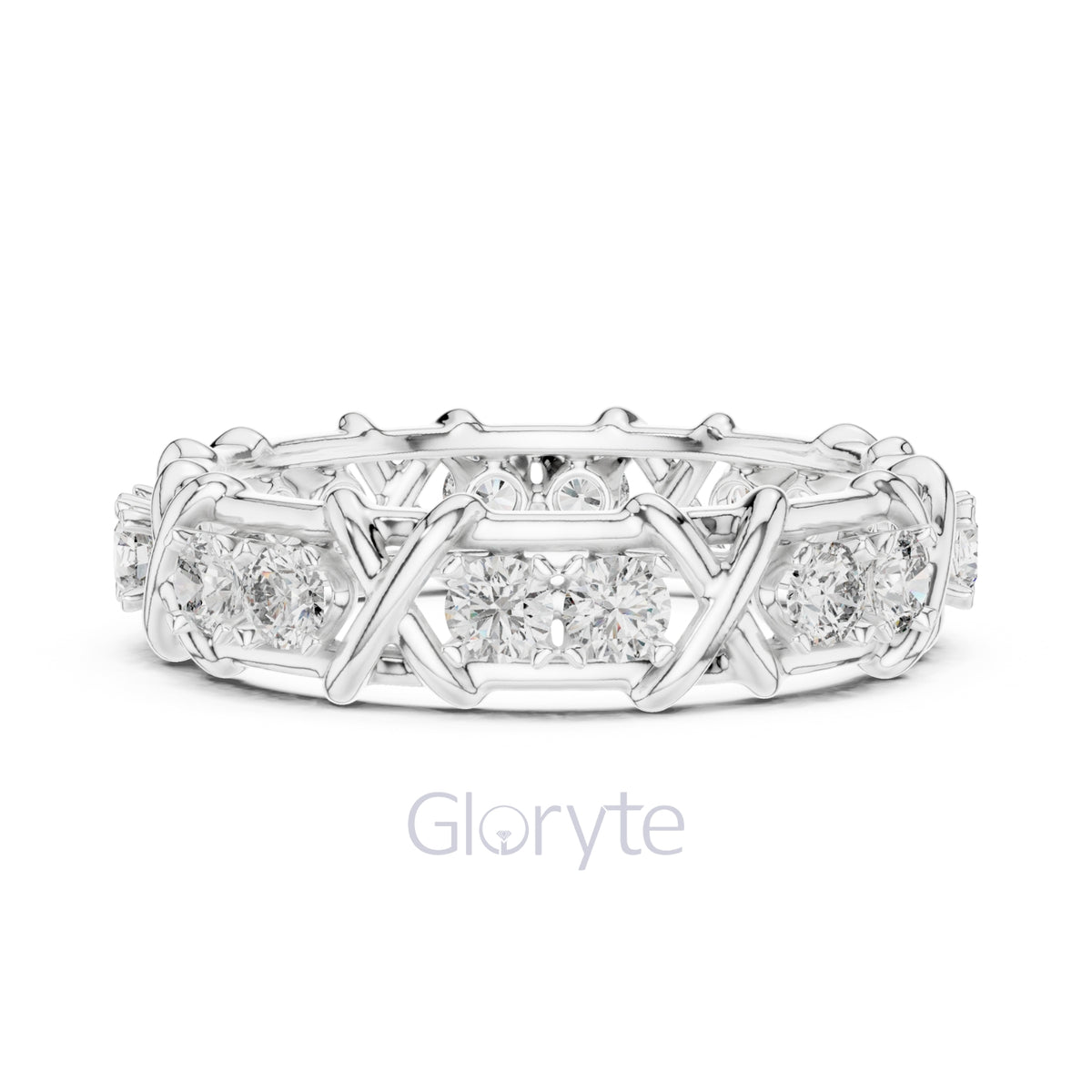 Criss-Cross Diamond Eternity Band – Round Cut