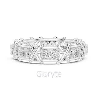 Criss-Cross Diamond Eternity Band – Round Cut