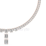 Emerald-Cut Diamond Tennis Necklace with Statement Drop