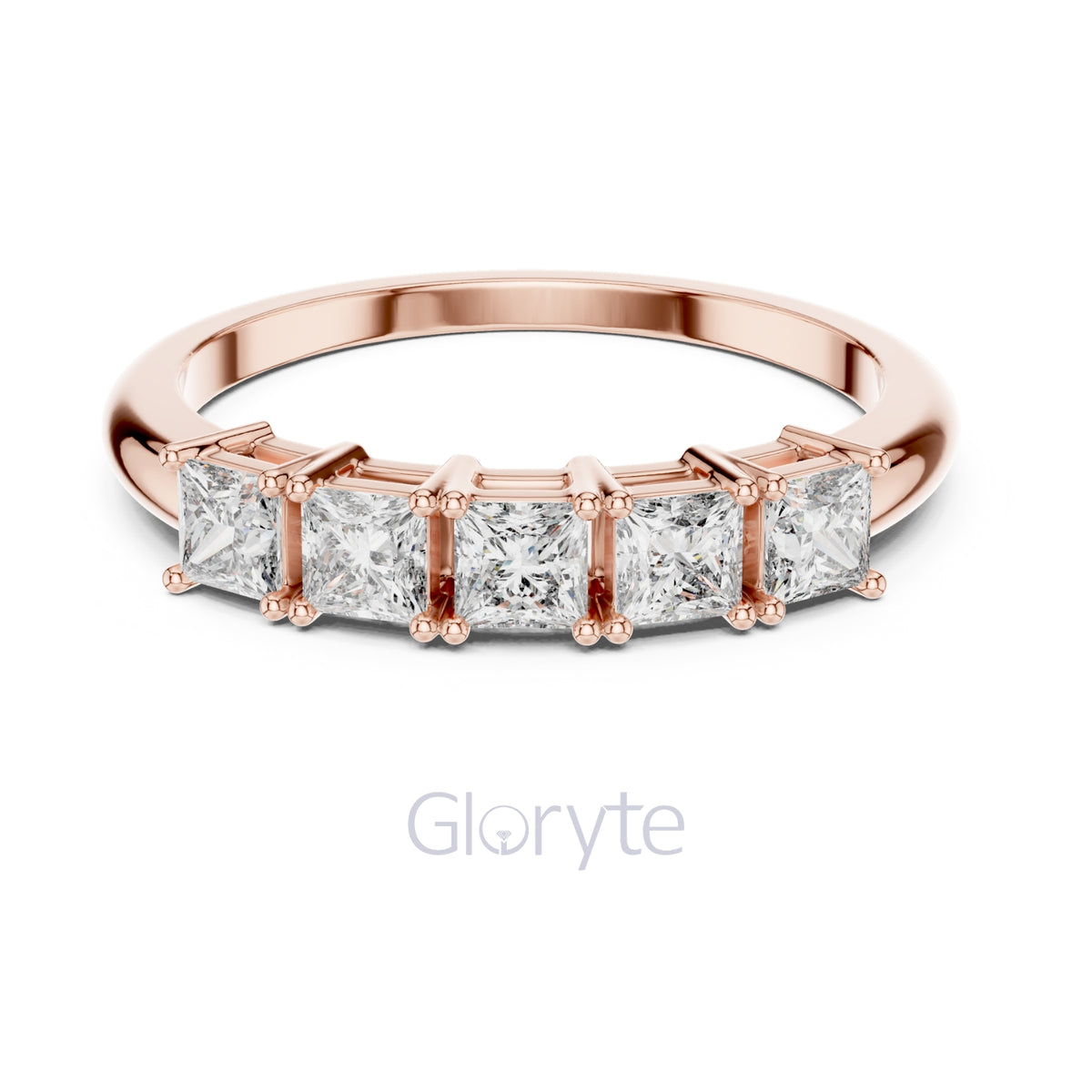 Princess Cut Five Stone Diamond Eternity Band Ring