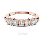 Princess Cut Five Stone Diamond Eternity Band Ring