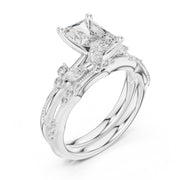 Elegant Diamond Bridal Set with Marquise & Round Accents – Vintage-Inspired Setting