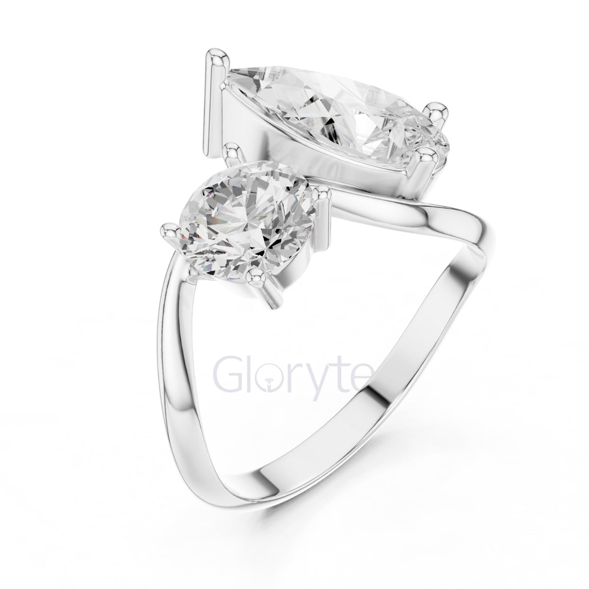 Two-Stone Round & Pear Diamond Ring