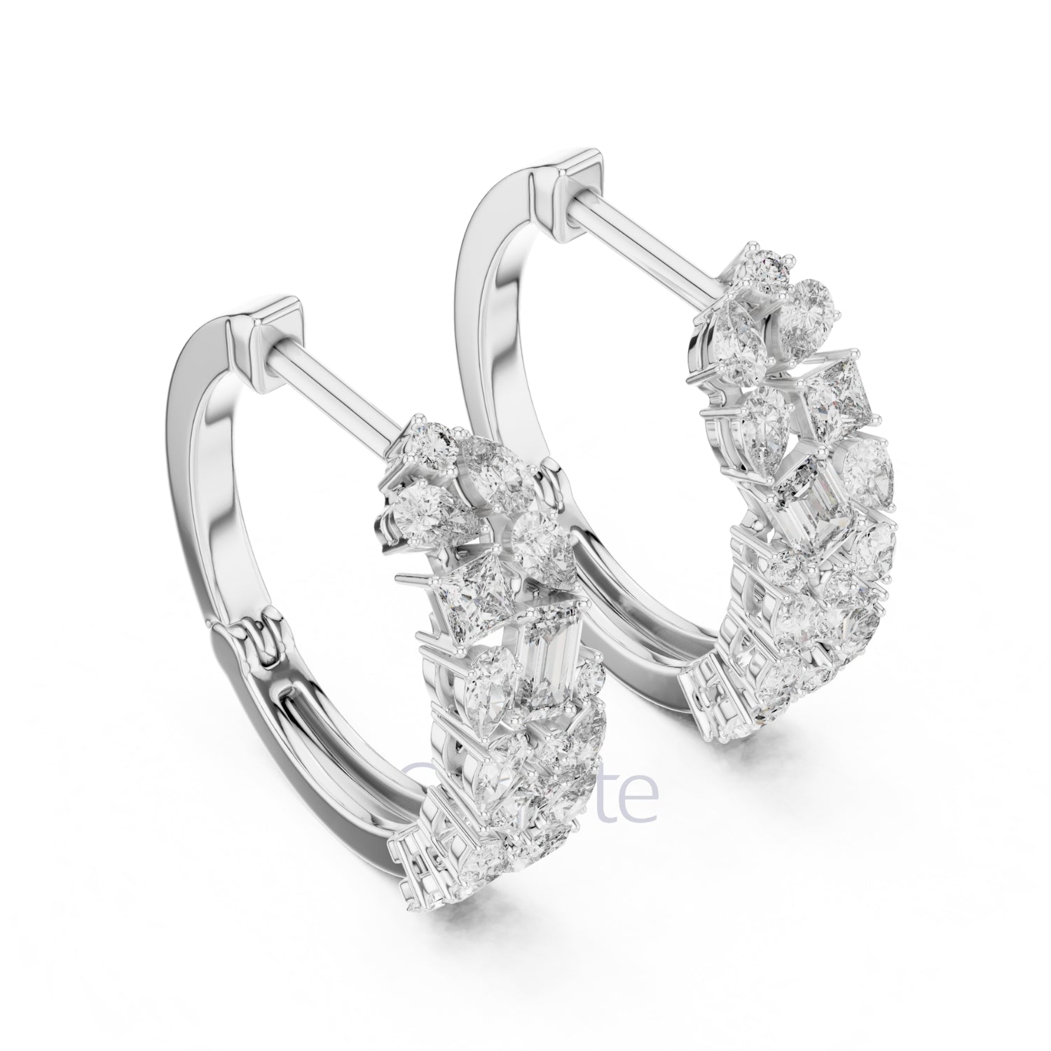 Cluster Diamond Hoop Earrings