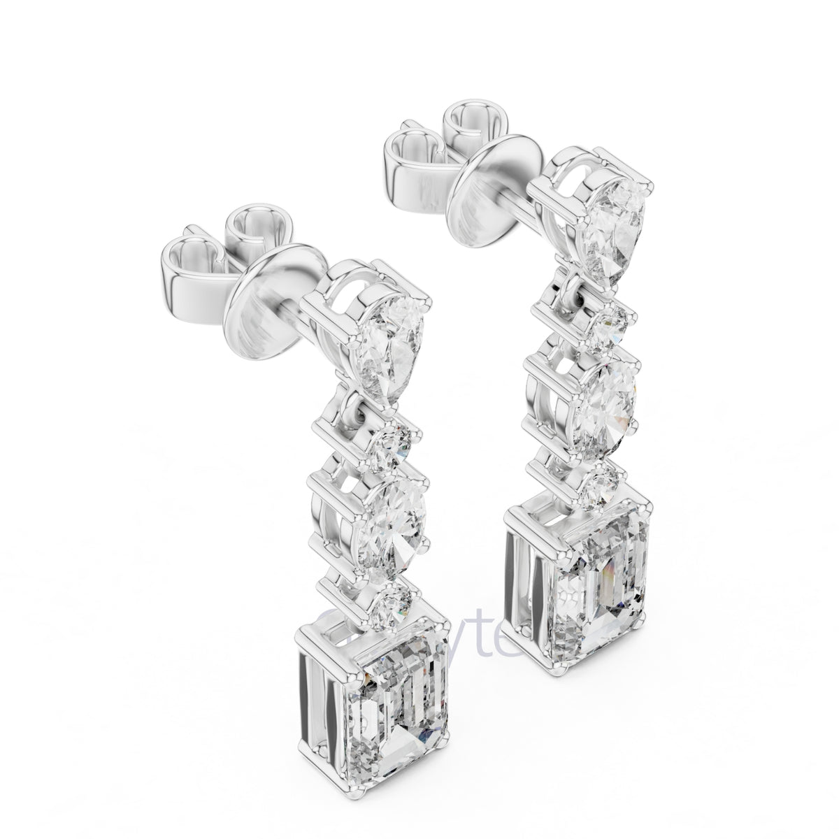 Radiant Cascade Drop Earrings with Mixed Diamond Cuts
