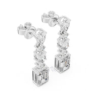 Radiant Cascade Drop Earrings with Mixed Diamond Cuts