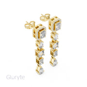 Emerald Halo Cut Diamond Drop Earrings