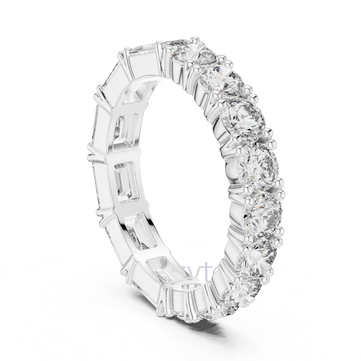Emerald & Round Diamond Eternity Band
