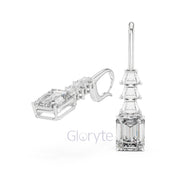 Emerald Elegance Drop Earrings with Trapezoid & Step-Cut Diamonds