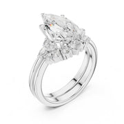 Diamond Bridal Set Ring with Marquise & Round Accent Diamonds