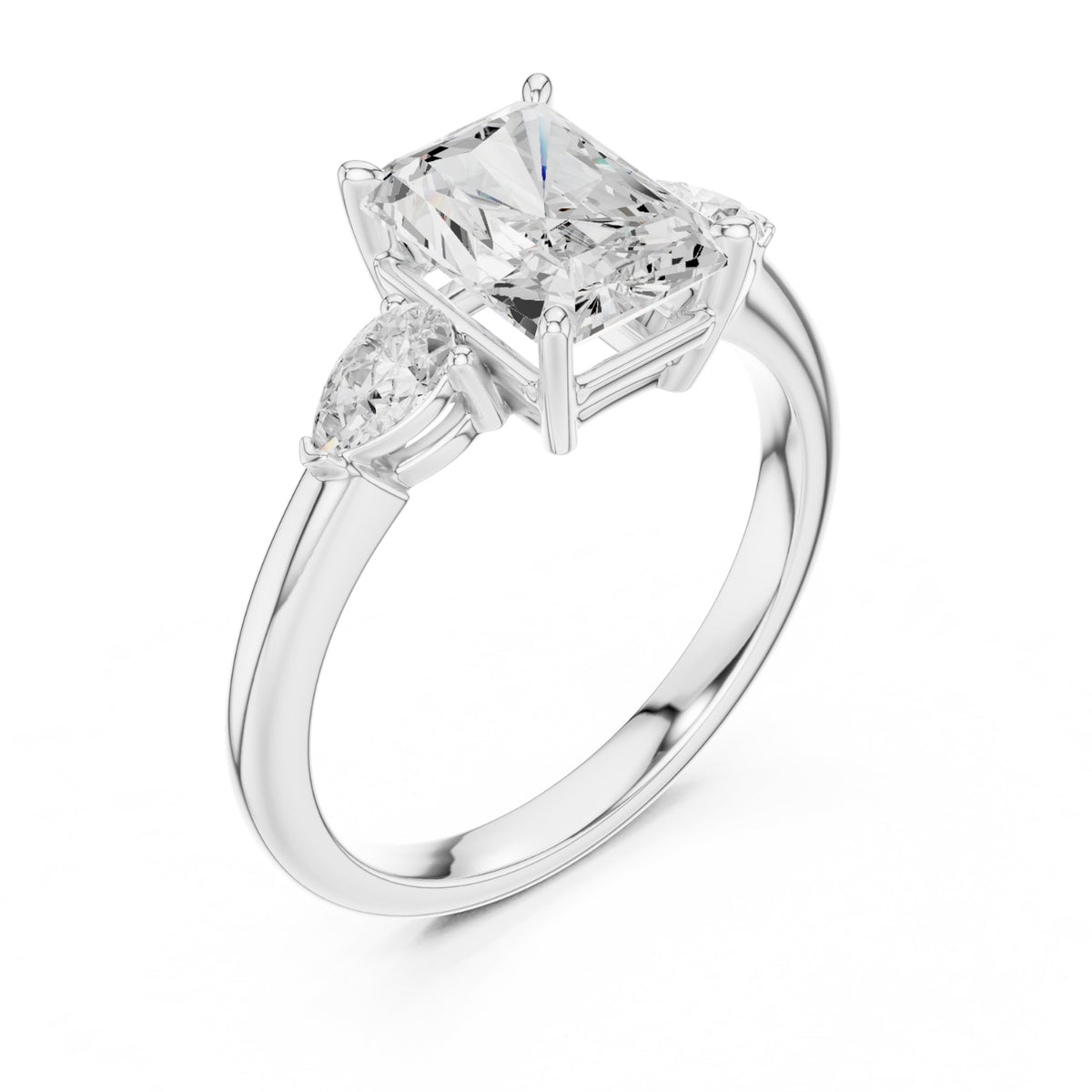 Three-Stone Engagement Ring with Pear Side Diamonds