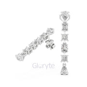 Elegant Multi-Cut Diamond Drop Earrings – Princess, Pear, Oval & Emerald Cuts