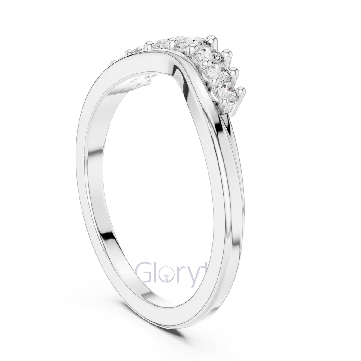 Round Cut Diamond Chevron Crown Band