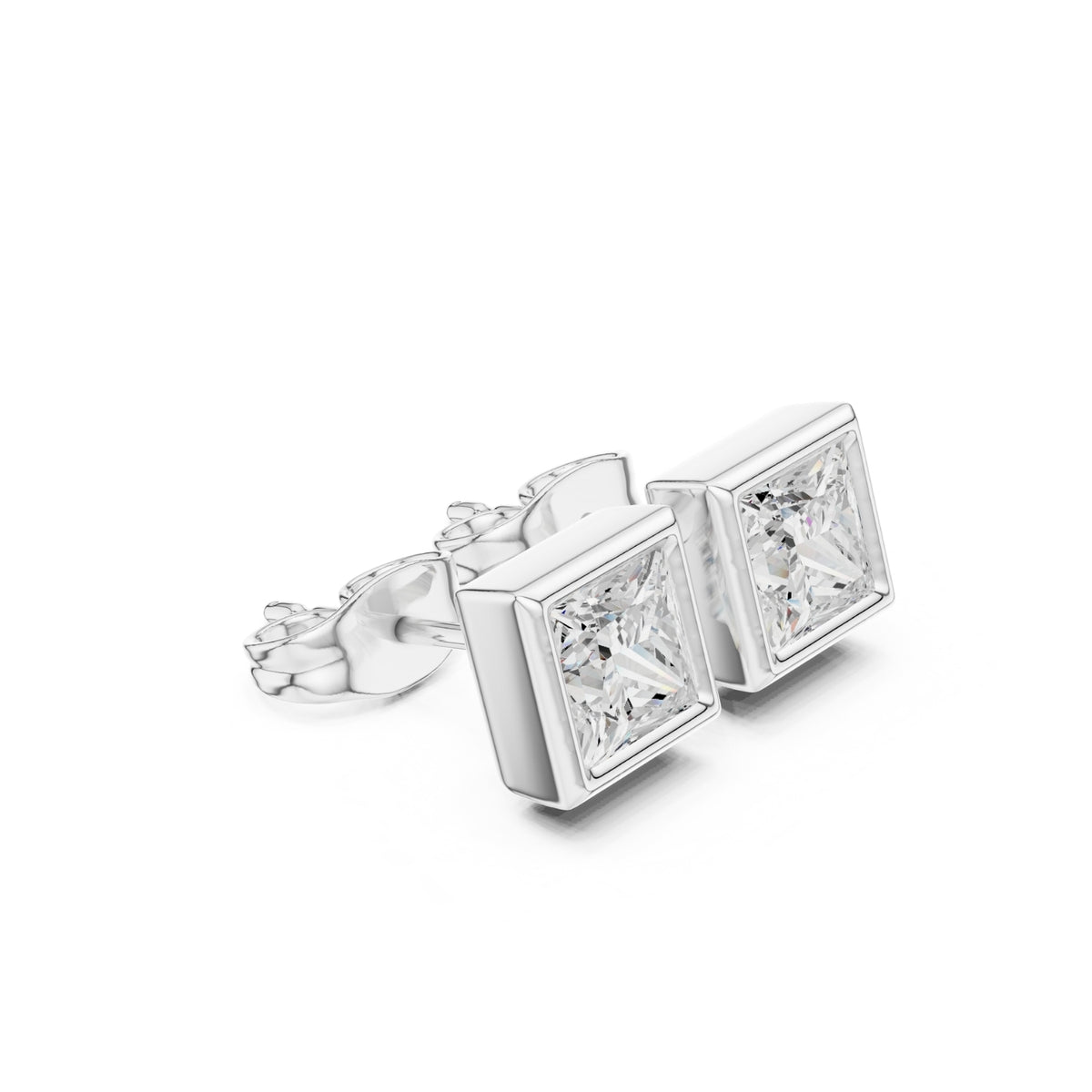 Elegant Bezel Diamond Stud Earrings
