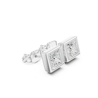 Elegant Bezel Diamond Stud Earrings