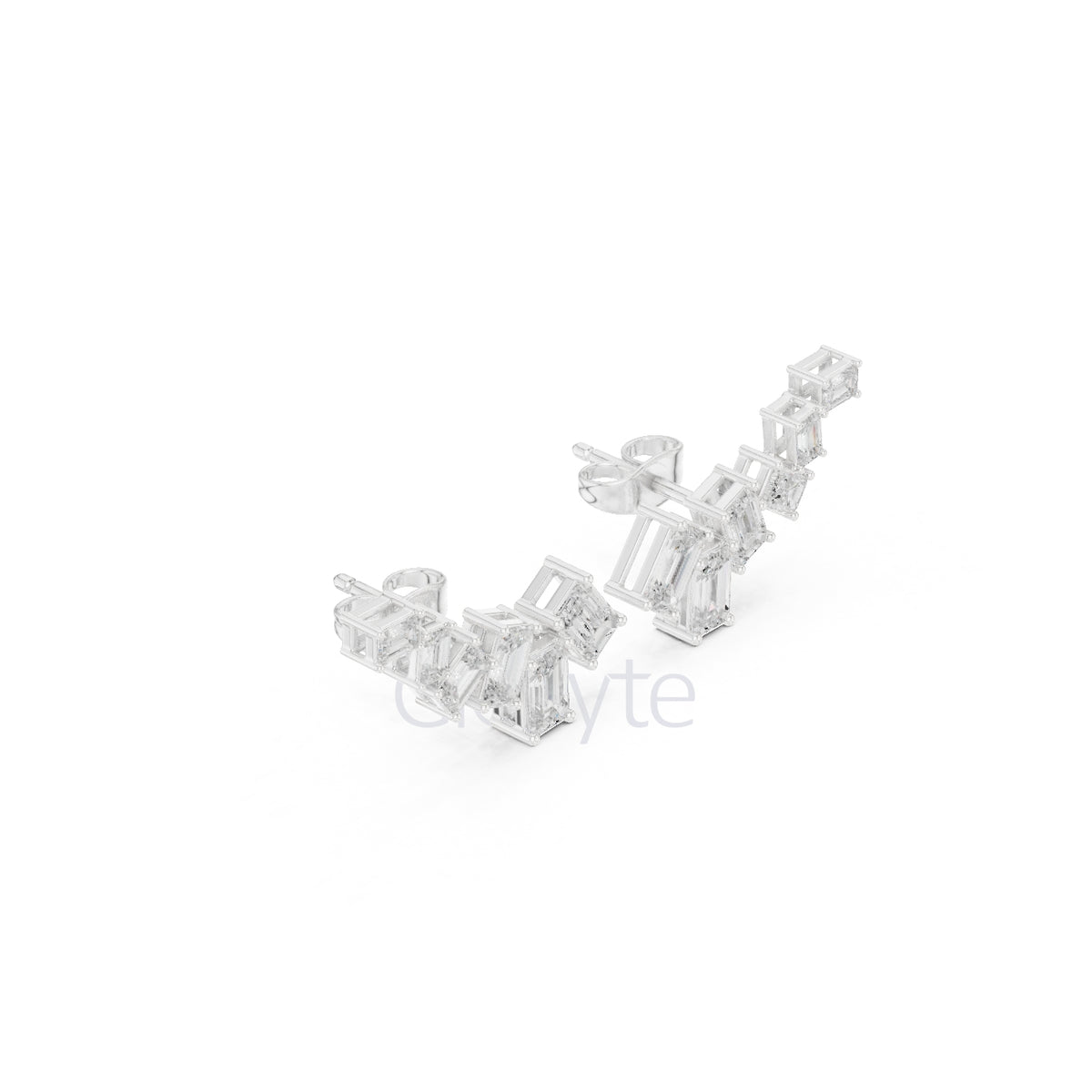 Emerald-Cut Diamond Cluster Earrings