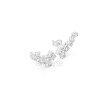 Emerald-Cut Diamond Cluster Earrings