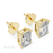 Emerald Cut Diamond Stud Earrings