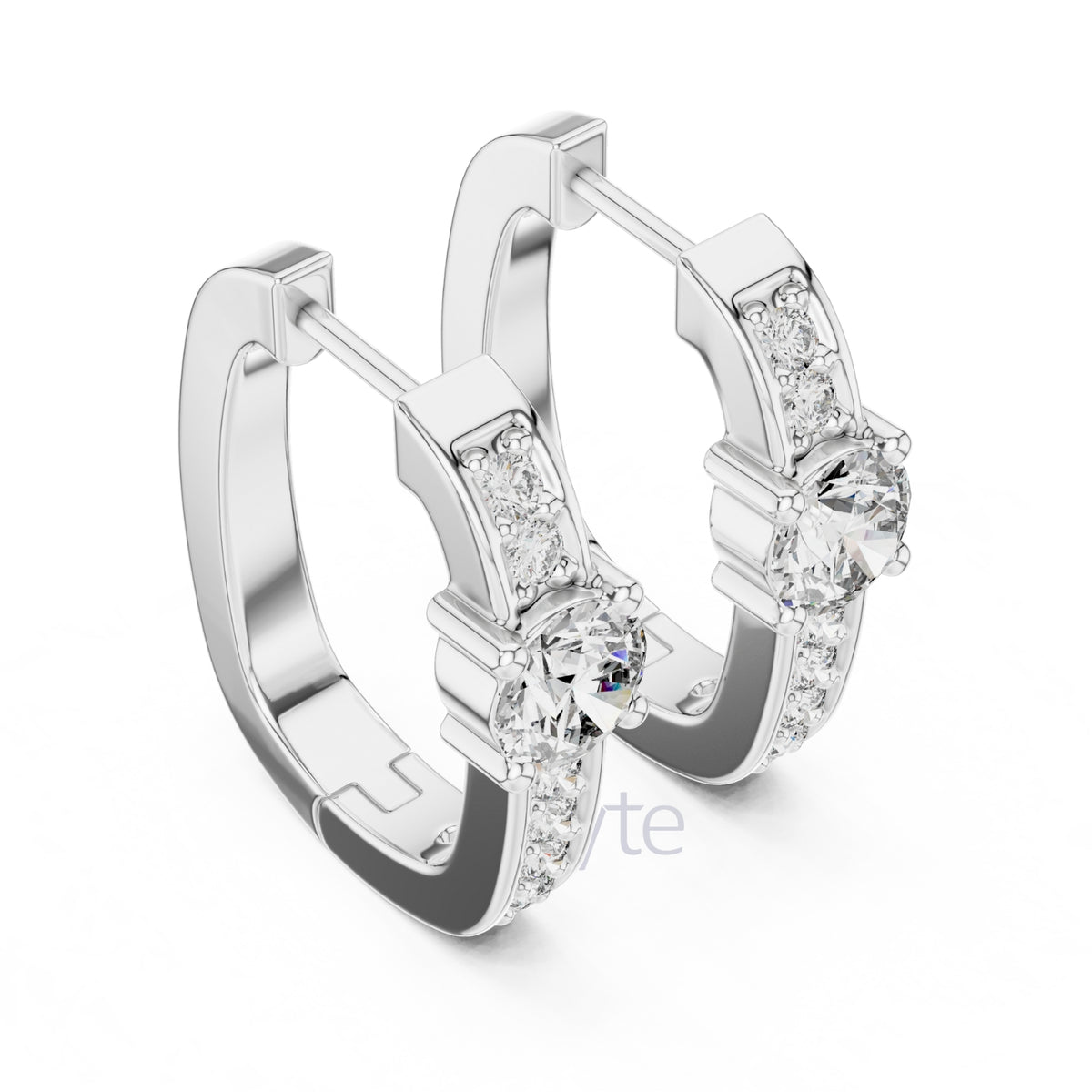Classic Round Solitaire Diamond Hoop Earrings