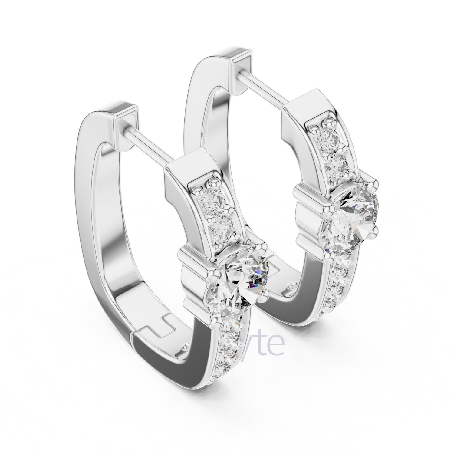 Classic Round Solitaire Diamond Hoop Earrings