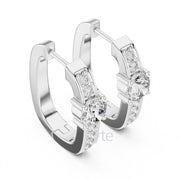 Classic Round Solitaire Diamond Hoop Earrings