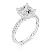 Diamond Engagement Ring with Hidden Halo & Pave Band