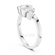 Trillion & Cushion Diamond Bezel Ring