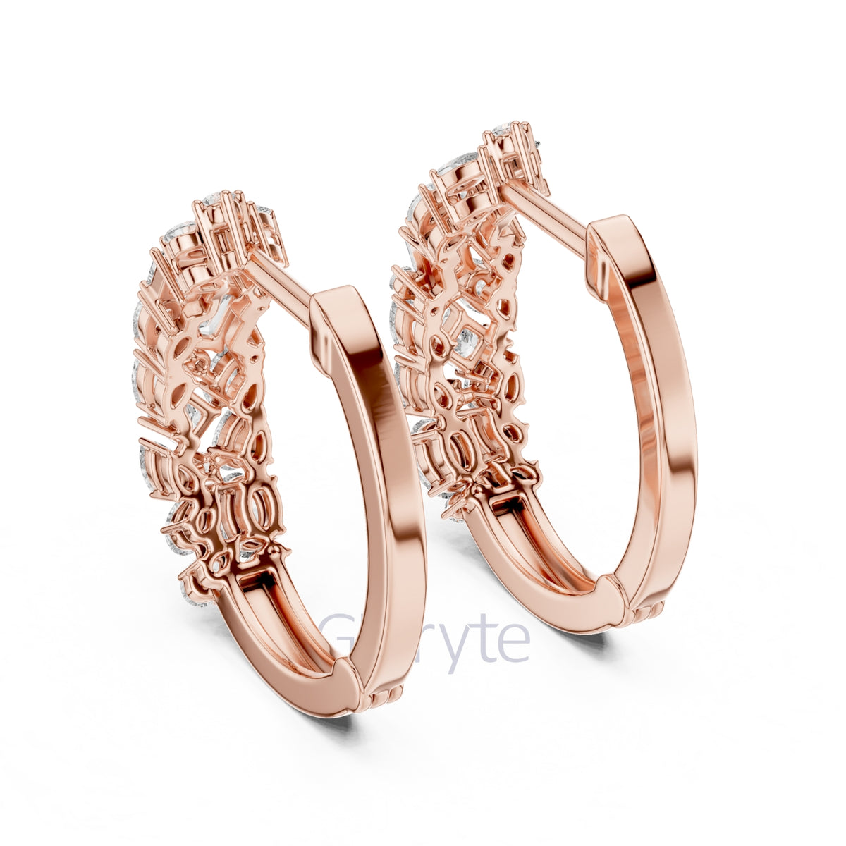 Cluster Diamond Hoop Earrings