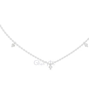 Minimalist Diamond Station Necklace with Round & Baguette Cut Diamonds – Includes Chain