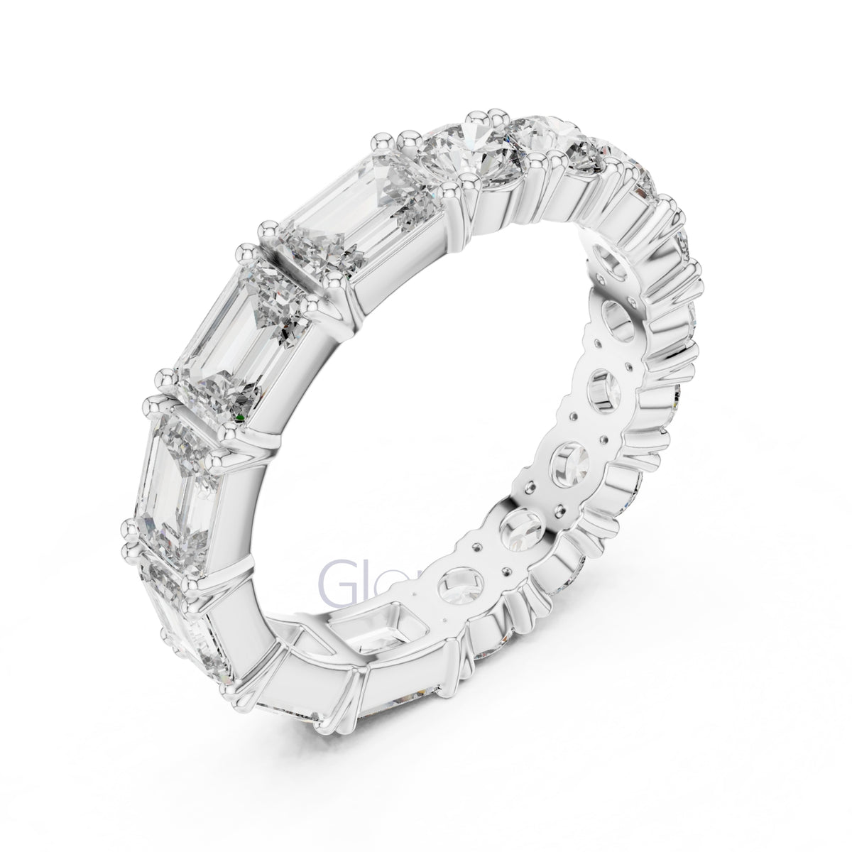 Emerald & Round Diamond Eternity Band