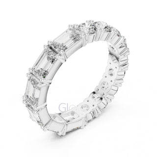 Emerald & Round Diamond Eternity Band