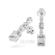 Radiant Cascade Drop Earrings with Mixed Diamond Cuts