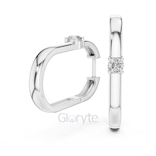 Minimalist Solitaire Hoop Earrings