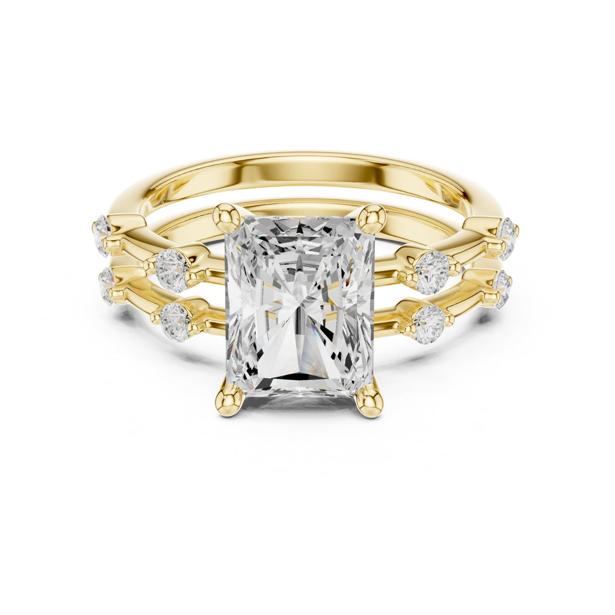Diamond Bridal Set with Side Stones – 2.86 Carat