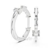 Minimalist Baguette Moissanite Hoop Earrings