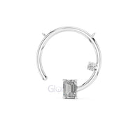 Open Circle Diamond Necklace with Emerald & Round Cut Accents