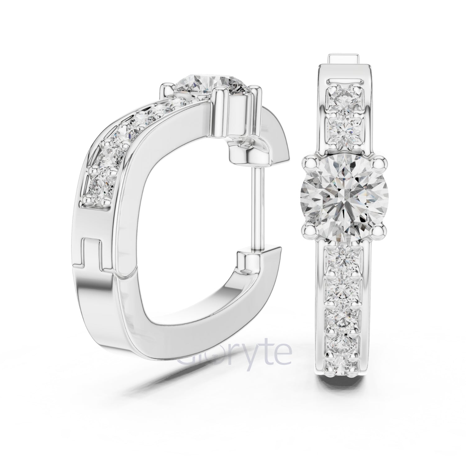 Classic Round Solitaire Diamond Hoop Earrings