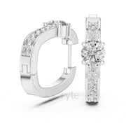 Classic Round Solitaire Diamond Hoop Earrings