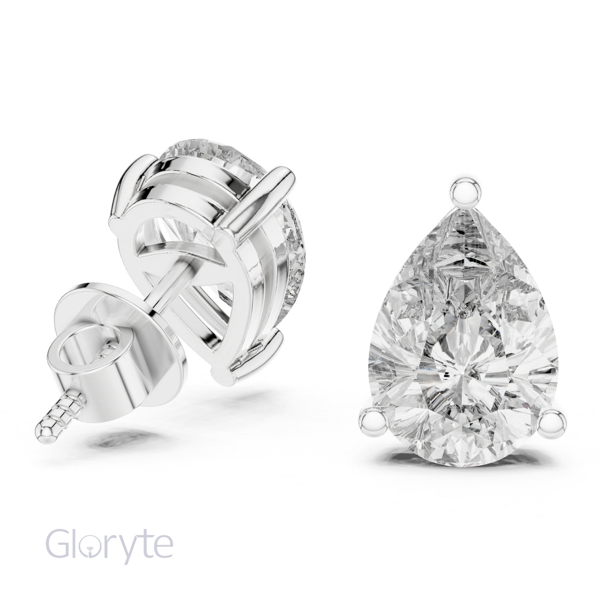 Pear Cut Diamond Solitaire Earrings