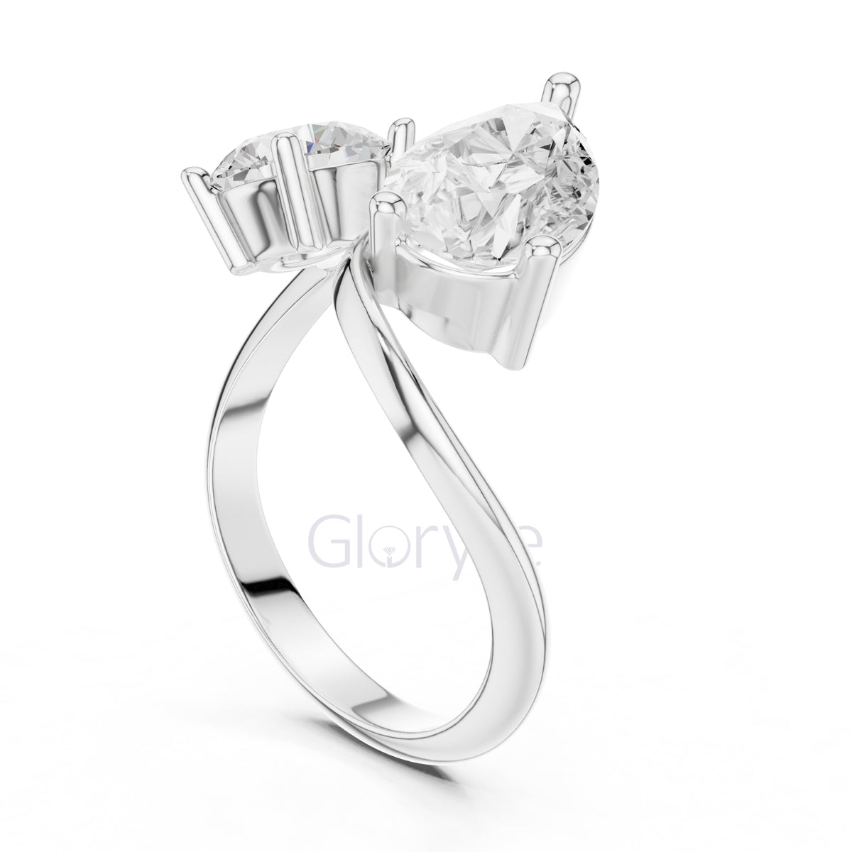Two-Stone Round & Pear Diamond Ring