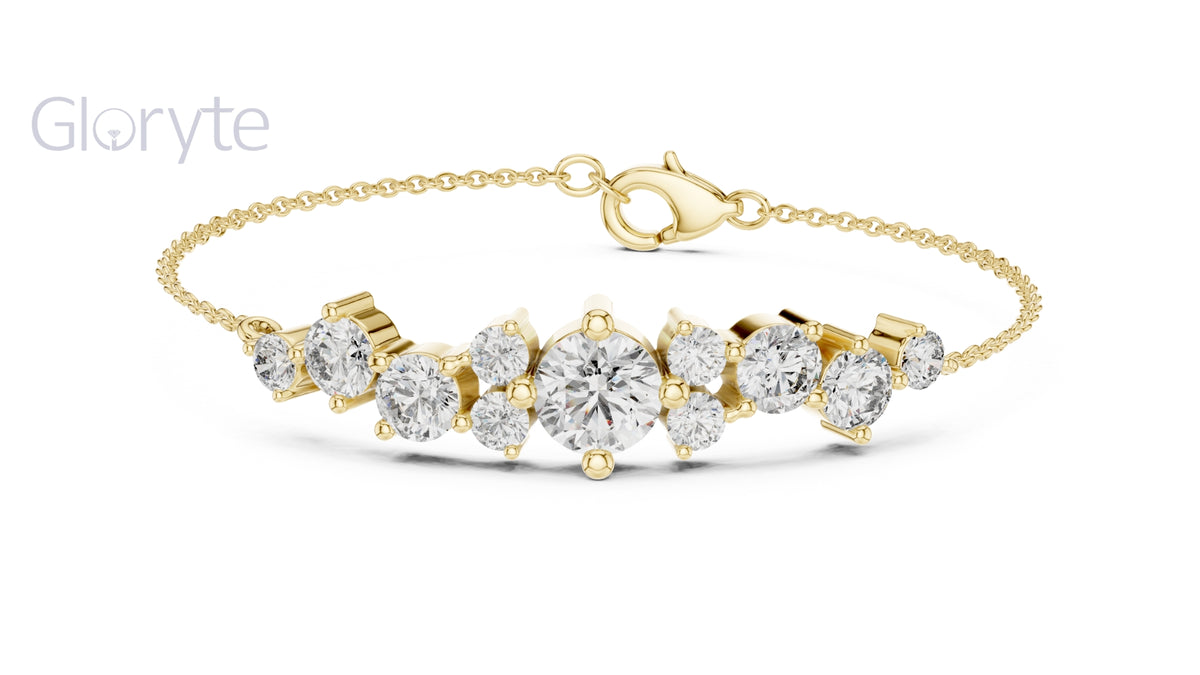 Cluster Round Cut Diamond Bracelet