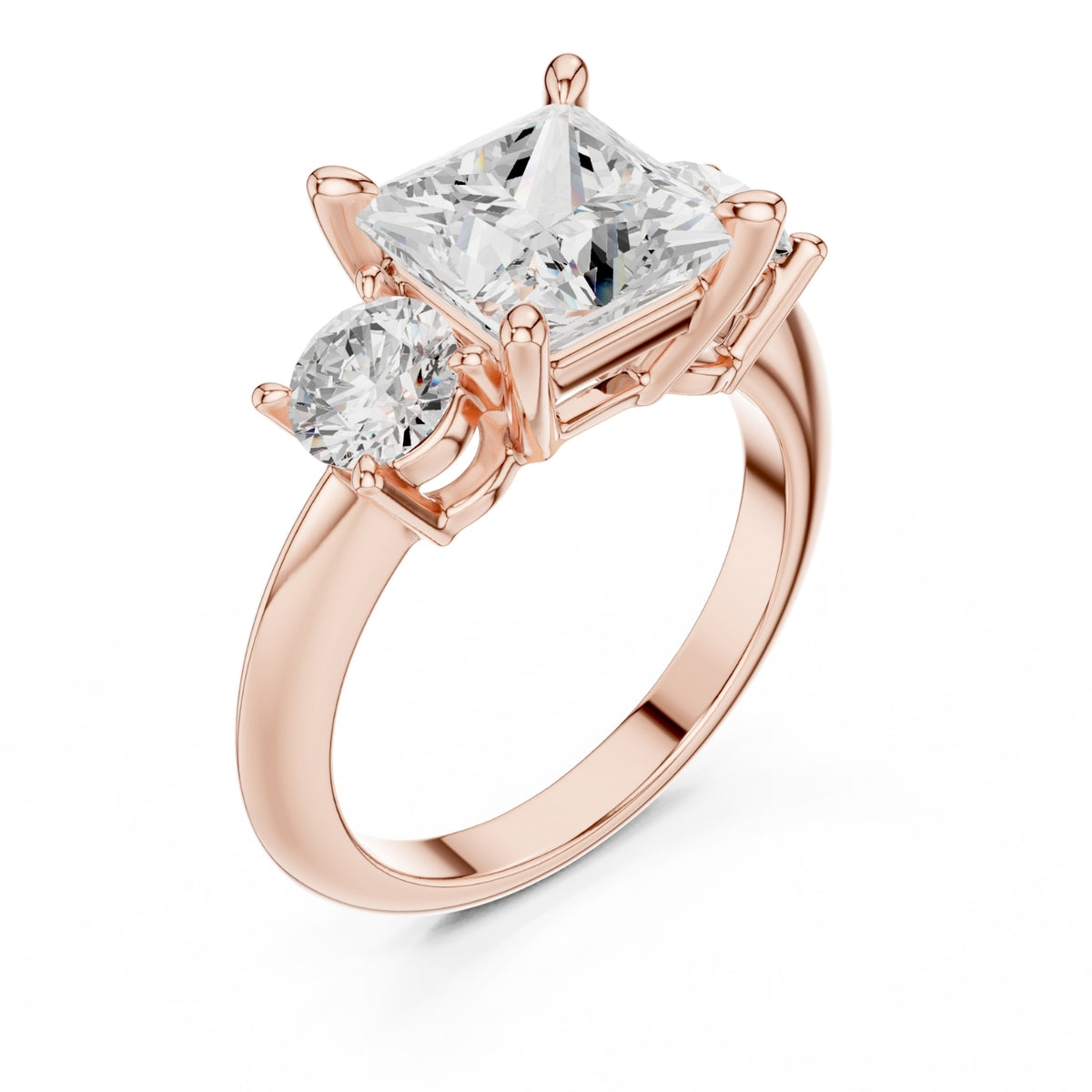 Three-Stone Diamond Engagement Ring | 2.5ct Center with Round Side Stones
