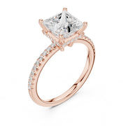 Diamond Engagement Ring with Hidden Halo & Pave Band