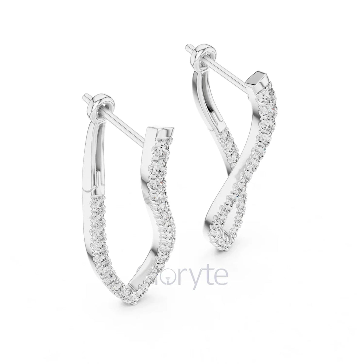 Twist Hoop Diamond Earrings with Modern Wave