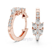 Pear & Round Diamond Hoop Earrings