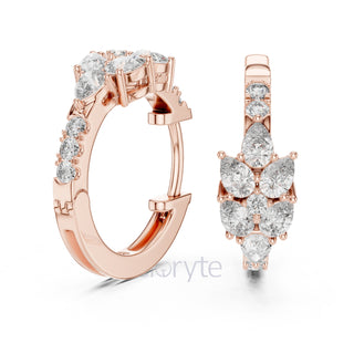 Pear & Round Diamond Hoop Earrings