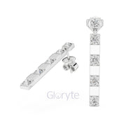 Sleek Diamond Bar Drop Earrings